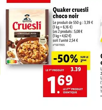 Quaker cruesli choco noir