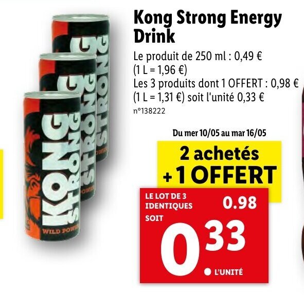 Promo Kong Strong Energy Drink chez Lidl