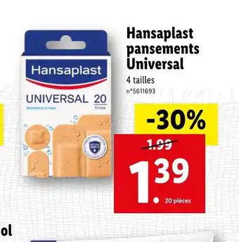 Lidl Hansaplast pansements Universal offre