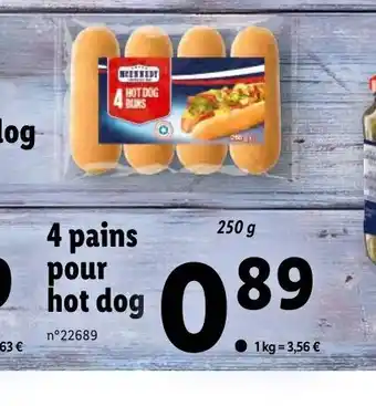 Lidl 4 pains pour hot dog offre