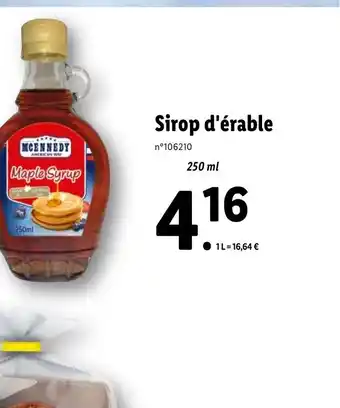 Lidl Sirop d'érable offre