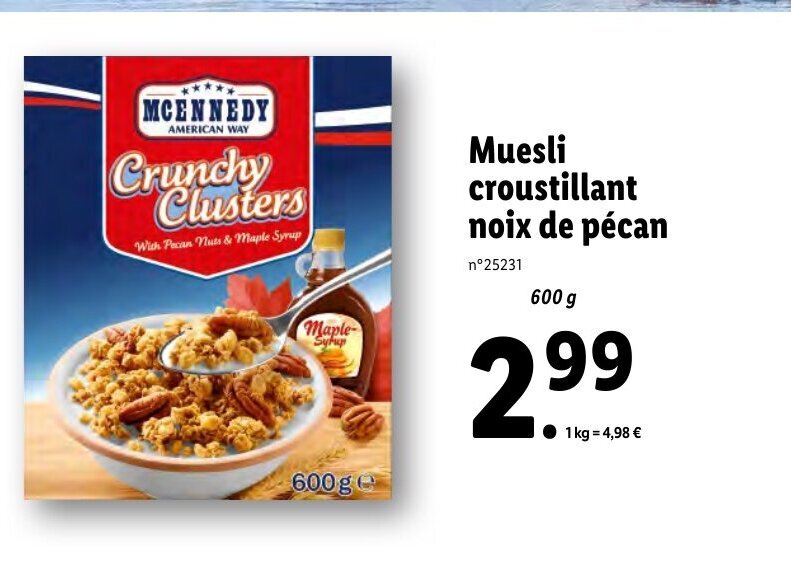 Promo Muesli croustillant noix de pécan chez Lidl