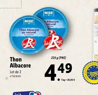 Lidl Thon Albacore offre