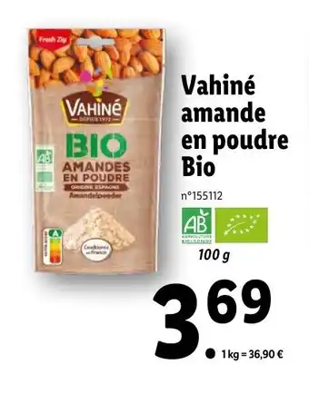 Lidl Vahiné amande en poudre Bio offre