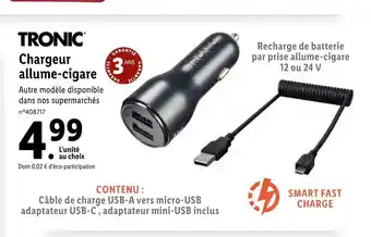 Lidl TRONIC Chargeur allume-cigare Autre modèle disponible dans nos supermarchés offre
