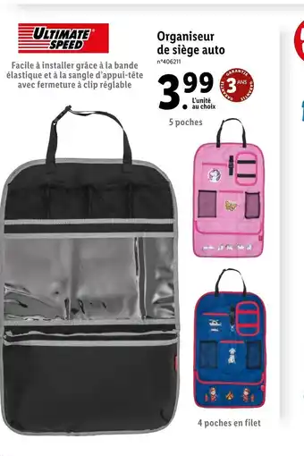 Lidl Organiseur de siège auto offre