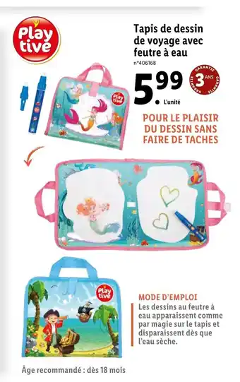 Lidl Tapis de dessin de voyage avec feutre à eau offre