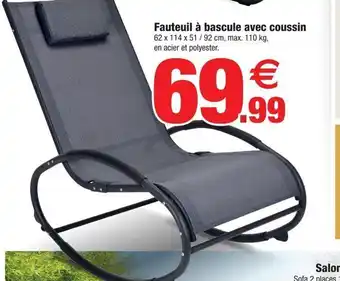 Bazarland Fauteuil a bascule avec coussin offre