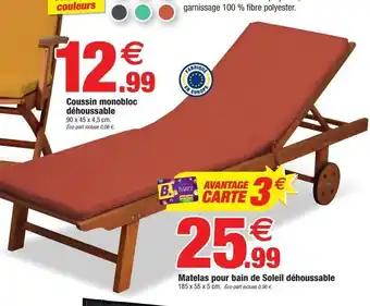 Bazarland Matelas pour bain de soleil dehoussable offre