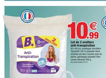 Bazarland Lot de 2 oreillers anti-transpiration offre