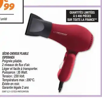 Netto Sèche-cheveux pliable esperanza offre