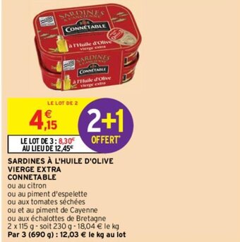 Intermarché SARDINES À L'HUILE D'OLIVE VIERGE EXTRA CONNETABLE offre