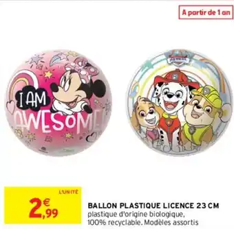 Intermarché BALLON PLASTIQUE LICENCE 23 CM offre