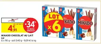Intermarché MIKADO CHOCOLAT AU LAIT LU offre