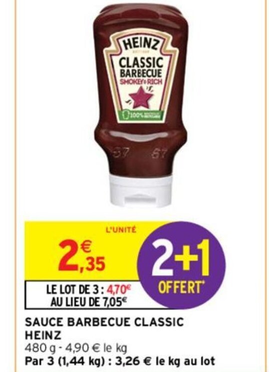 Promo HEINZ SAUCE BARBECUE CLASSIC chez Intermarché