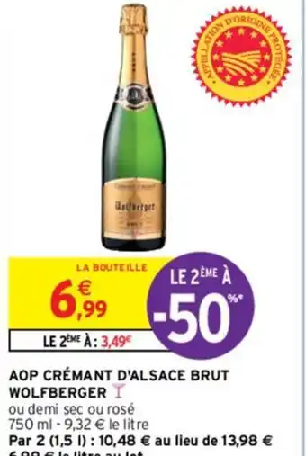 Intermarché AOP CRÉMANT D'ALSACE BRUT WOLFBERGERY offre
