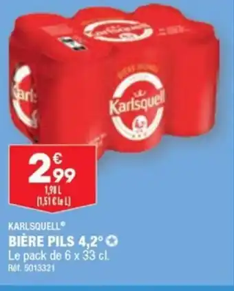 ALDI KARLSQUELL BIÈRE PILS 4,2° Le pack de 6 x 33 cl. Ref. 5013321 offre