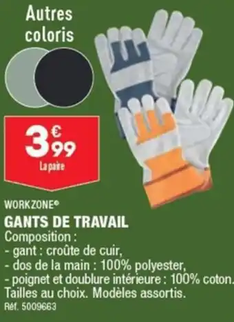 GANTS DE TRAVAIL Composition: