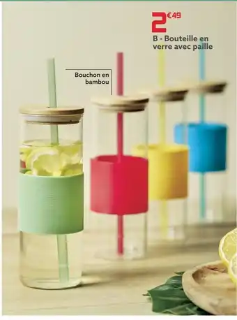 Gifi Bouteille en verre avec paille offre