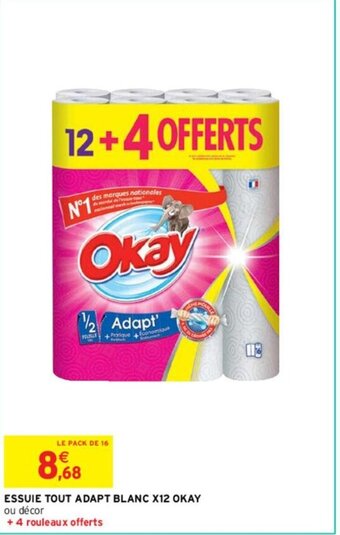 Intermarché ESSUIE TOUT ADAPT BLANC X12 OKAY offre