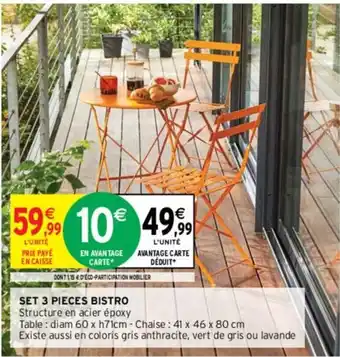 Intermarché SET 3 PIECES BISTRO offre