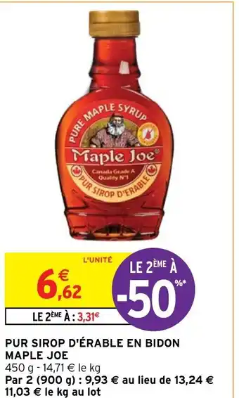 Intermarché PUR SIROP D'ÉRABLE EN BIDON MAPLE JOE offre