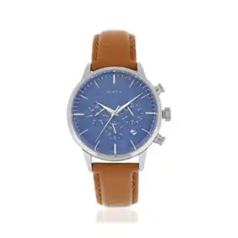 Montre homme multifonction acier bracelet cuir marron