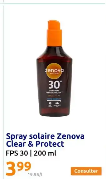 Action Spray solaire Zenova Clear & Protect FPS 30 | 200 ml offre