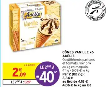 Intermarché CÔNES VANILLE X6 ADÉLIE offre