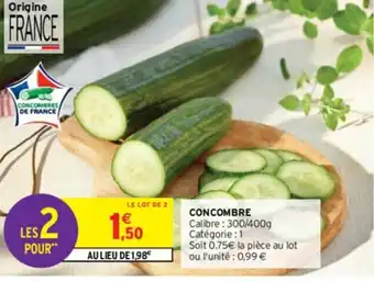 Intermarché CONCOMBRE Calibre: 300/400g offre
