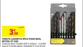 FORETS ASSORTIS 9PCS POUR BOIS, BETON, ET HSS
