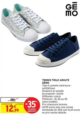 Intermarché TENNIS TOILE ADULTE GÉMO offre