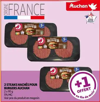 Auchan 2 STEAKS HACHÉS POUR BURGERS AUCHAN offre
