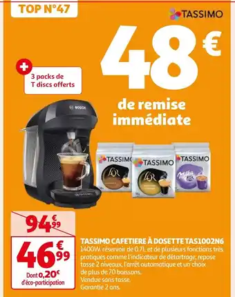 Auchan TASSIMO CAFETIERE À DOSETTE TAS1002N6 1400W offre