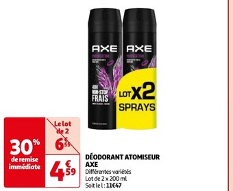Auchan DÉODORANT ATOMISEUR AXE offre