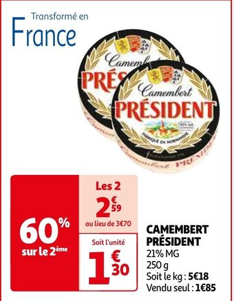 Auchan CAMEMBERT PRÉSIDENT offre