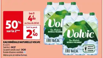 Auchan Eau Minérale NATURELLE Volvic offre
