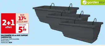 Auchan BALCONNIÈRE 50 cm AVEC SUPPORT GARDENSTAR offre