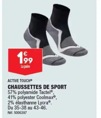 ALDI ACTIVE TOUCH CHAUSSETTES DE SPORT offre