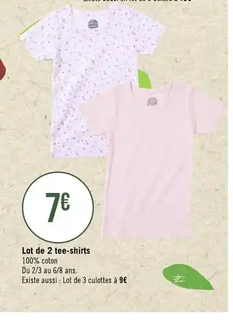 Géant Casino Lot de 2 tee-shirts 100% coton offre