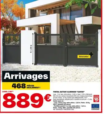 Brico Dépôt PORTAIL BATTANT ALUMINIUM "SANTAR" offre