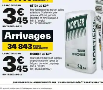 Brico Dépôt MORTIER 30 KG(²) offre