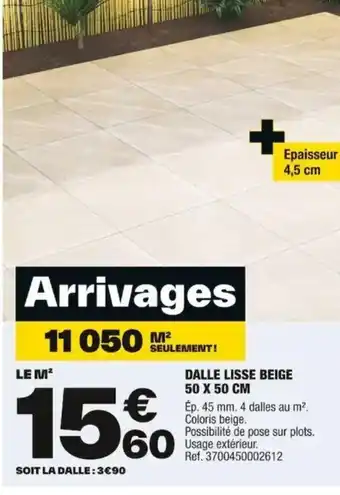 Brico Dépôt DALLE LISSE BEIGE 50 X 50 CM offre