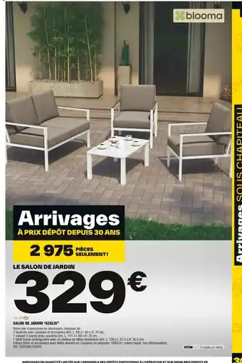 Brico Dépôt SALON DE JARDIN "AZALIS" Salon bas 4 personnes en aluminium, composé de : offre