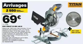 Brico Dépôt SCIE À ONGLET 210 MM 1400 W offre