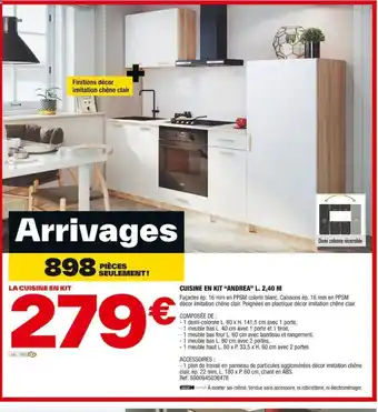 Brico Dépôt CUISINE EN KIT "ANDREA” L. 2,40 M offre