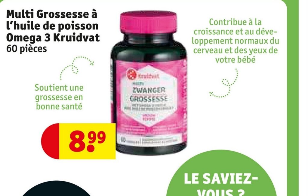 Promo Multi Grossesse à l'huile de poisson Omega 3 Kruidvat 60 pièces chez Kruidvat