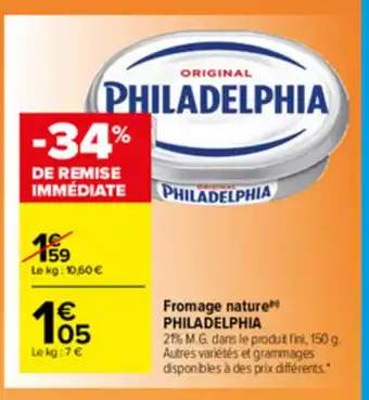 Carrefour Market Fromage nature Philadelphia offre