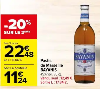 Carrefour Pastis de Marseille BAYANIS offre