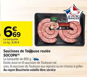 Carrefour Saucisses de Toulouse roulée SOCOPA (⁰) offre